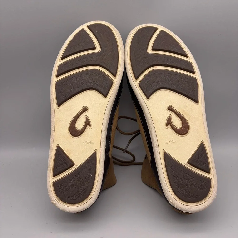 OluKai Nalukai Kapa Boot Mens 10.5 Brown Solid Canvas Chukka Casual 10377-1319